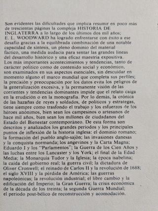 Historia de Inglaterra -E.L.Woodward- Alianza Edit