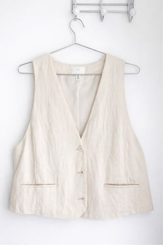 Chaleco Zara entallado blanco roto