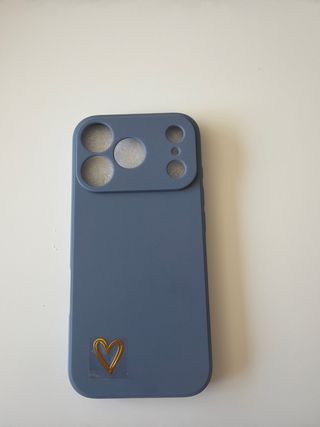 Funda iPhone 17 Pro Azul Corazón Dorado