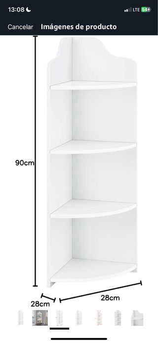 Estantería de esquina blanca