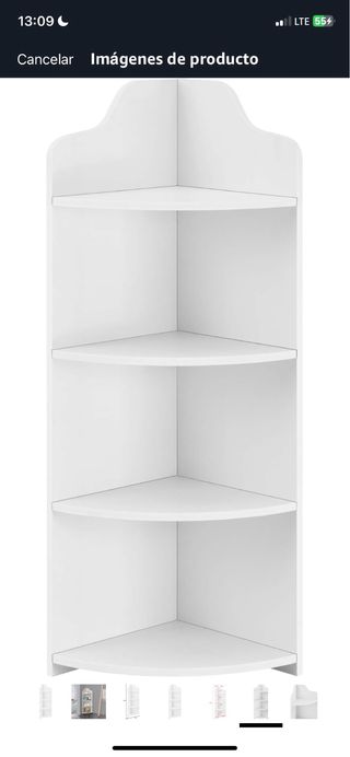 Estantería de esquina blanca