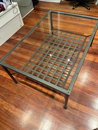 Mesa de centro cristal y metal