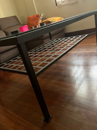 Mesa de centro cristal y metal