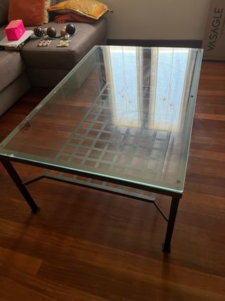 Mesa de centro cristal y metal