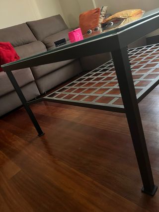 Mesa de centro cristal y metal