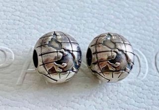 2 x Pandora Charm ORIGINAL Tope Mundo Cierre Clip