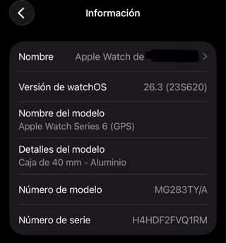 Apple Watch Series 6 GPS 41mm Negro/Plata