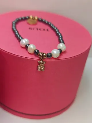 Pulsera Tous Perlas Barrocas Hematita Negra