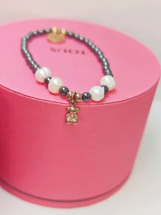 Pulsera Tous Perlas Barrocas Hematita Negra