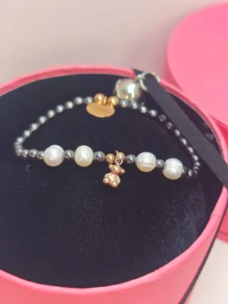 Pulsera Tous Perlas Barrocas Hematita Negra