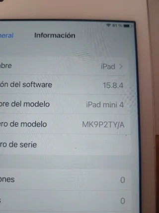 iPad mini 4 128GB Blanco para piezas