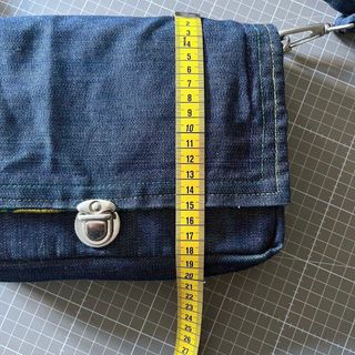 Bolso banderola vaquero y tela estampada, 27x20 cm