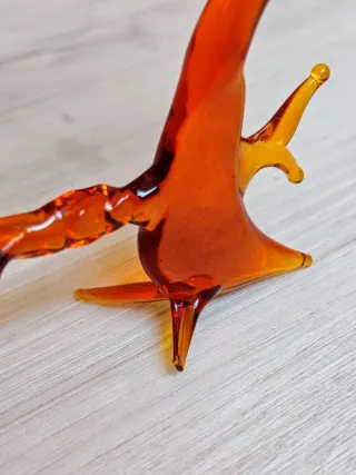Statuetta albero con 3 colombe rosa vetro Murano