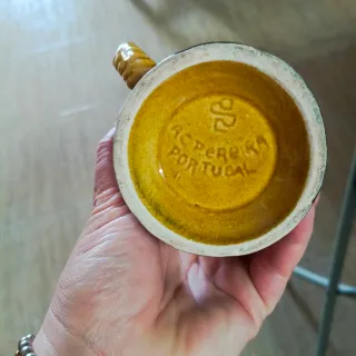 Jarra y 4 vasos cerámica portugueses
