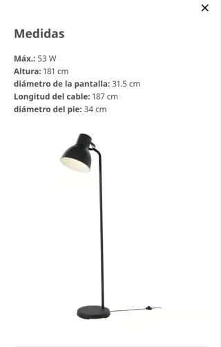 Lámpara de pie negra Ikea