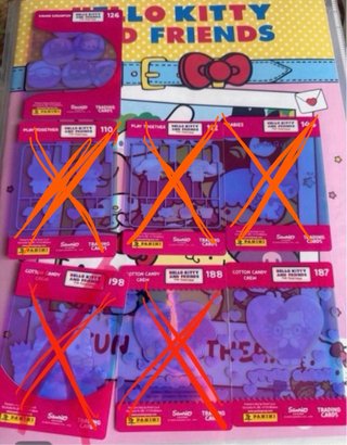 Cartas Hello Kitty y Amigos Repetidas