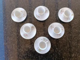 Set 6 Tazas Café Porcelana Floral Vintage