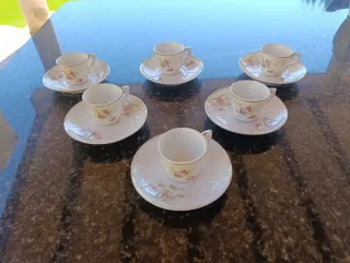 Set 6 Tazas Café Porcelana Floral Vintage
