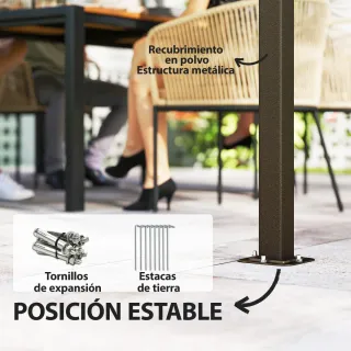 Cenador Jardín 3.7x3m Doble Techo Cortinas