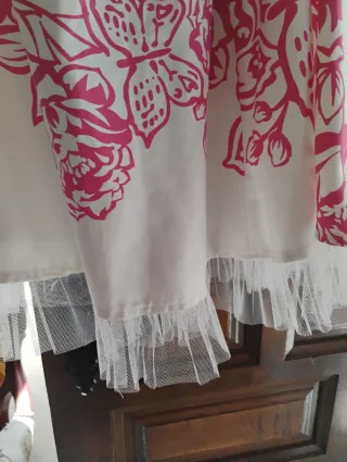 Vestido corto fiesta rosa y blanco