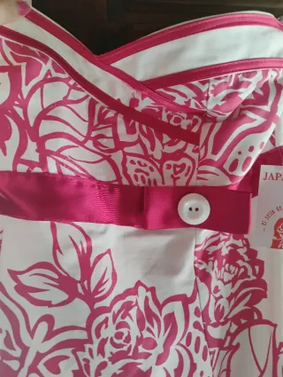 Vestido corto fiesta rosa y blanco