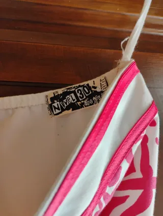 Vestido corto fiesta rosa y blanco