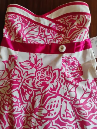 Vestido corto fiesta rosa y blanco