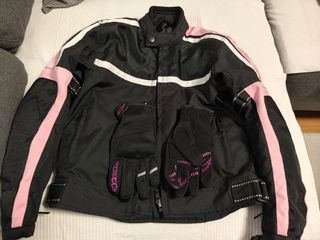 Chaqueta y guantes moto niña