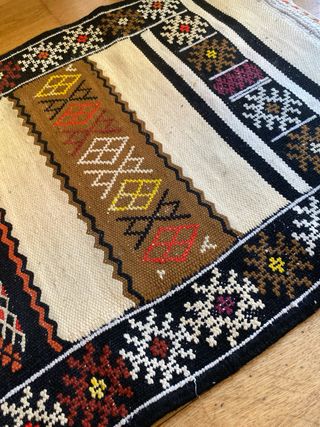 Alfombra lana artesanal beige y marrón