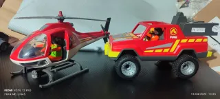 Camión y helicóptero de bomberos Playmobil