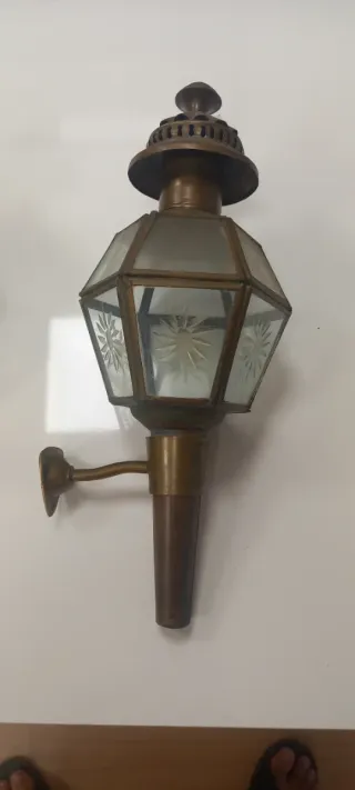 Pareja Faroles Carruaje Antiguos Bronce