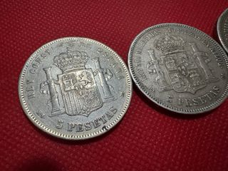 3 Monedas 5 Pesetas Plata