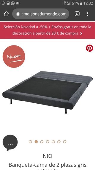 Sofá cama gris de tela