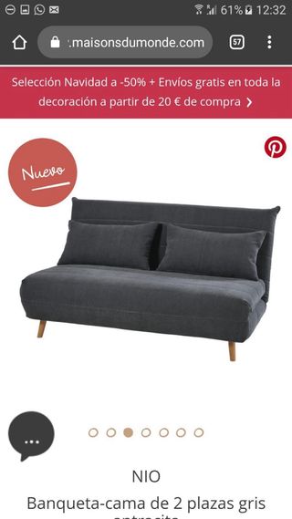 Sofá cama gris de tela