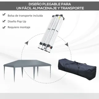Carpa Gazebo Plegable 6x3m Gris