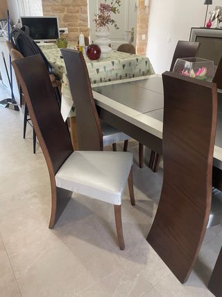 Mesa comedor madera maciza + 6 sillas