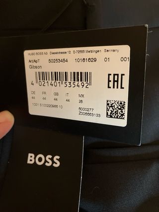 Pantalones de traje negros Hugo BOSS