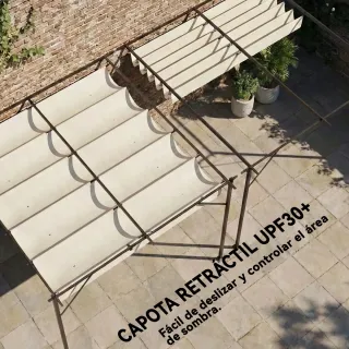 Pérgola de Jardín 3x3m Beige y Negra