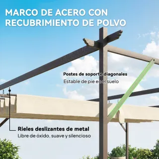 Pérgola de Jardín 3x3m Beige y Negra