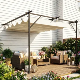 Pérgola de Jardín 3x3m Beige y Negra