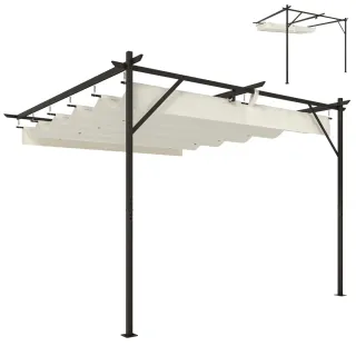 Pérgola de Jardín 3x3m Beige y Negra