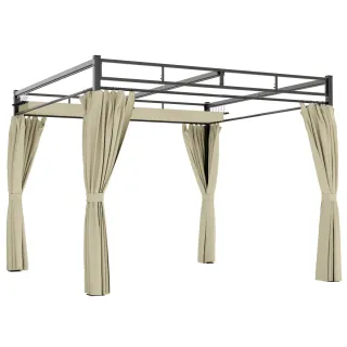 Pérgola Jardín 3x3m Techo Retráctil Cortinas