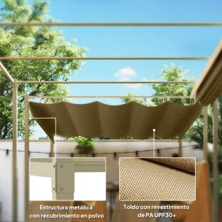 Pérgola 3x3m Techo Retráctil Beige