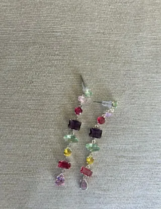 Pendientes largos cristales colores