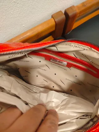Borsa Alessia Massimo rossa effetto coccodrillo