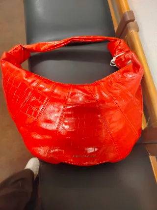 Borsa Alessia Massimo rossa effetto coccodrillo