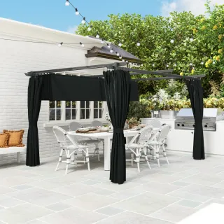 Pérgola retráctil 4x3m con cortinas
