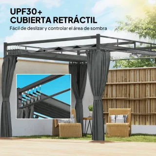 Pérgola de Jardín 3x3m con Techo Retráctil