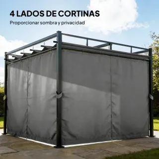 Pérgola de Jardín 3x3m con Techo Retráctil