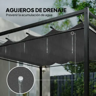 Pérgola de Jardín 3x3m con Techo Retráctil